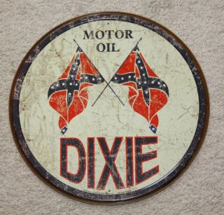 Dixie Motor Oil Co.  12 " Round Vintage Style Metal Signs Man Cave Garage Decor 69