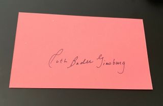 Ruth Bader Ginsburg Signed Autograph 3x5 Index Card U.  S.  Supreme Court Justice