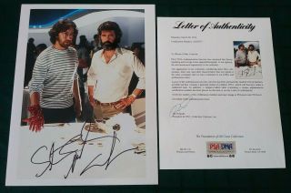 George Lucas & Steven Spielberg Movie Legends Signed 11x14 Photo Psa/dna Loa