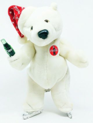 Vintage Coca - Cola Polar Bear 12 " Electronic Ice Skating Plush Figure 1999