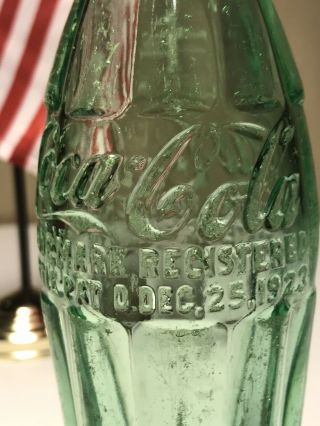 PAT ' D DEC.  25,  1923 Coca - Cola Hobbleskirt Coke Bottle - TALLAHASSEE FLA Florida 5