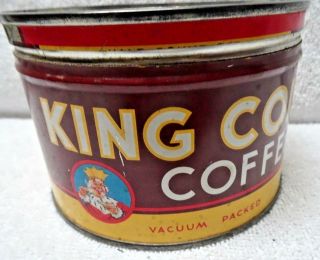 King Cole Coffee Brown Background Yellow Base Small Metal Round Tin