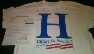 Bill Clinton President Signed Hillary For President Shirt Sz Large Jsa Loa Rare