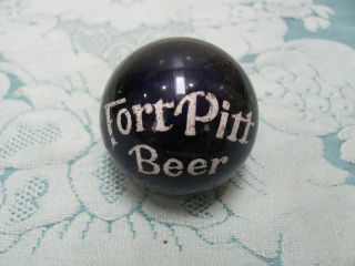 Rare 1930s Old Cobalt Blue Glass " Fort Pitt Beer " Pittsburgh Tap Handle Knob Nr