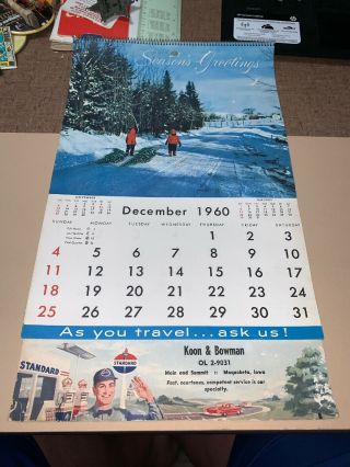 1961 Advertising Calendar Koon & Bowman Standard Oil Maquoketa Iowa Ph 2 - 9031