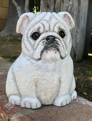 Wood Carved English Bulldog Dog Ooak Lisa Rogers Carving