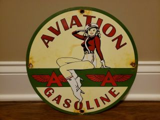 Vintage 1931 Aviation Gasoline Flying A Porcelain Gas Pump Sign Plate Usa