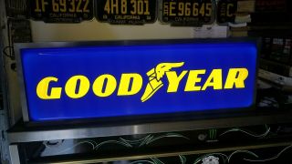 1960’s - 70’s GOOD YEAR TIRES Embossed Dealer Sign Box Light Gas Oil RARE 10