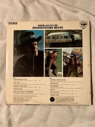 David Allan Coe - “Penitentiary Blues” LP Gatefold 1969 Country VG, 3