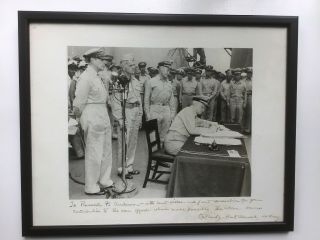 Wwii Admiral Chester W.  Nimitz Signed Photo Japanese Surrender 1945 Uss Missouri