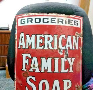 Early 1900 ' s American Family Soap Groceries Porcelain Sign 2