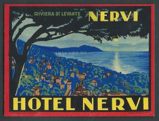Hotel Nervi Nervi Italy - Vintage Luggage Label