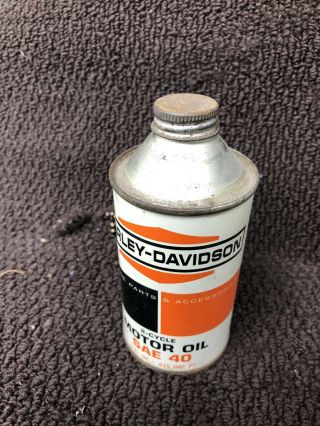 Vintage Harley - Davidson Empty 2 - Cycle Motor Oil Pint Cone Top Can