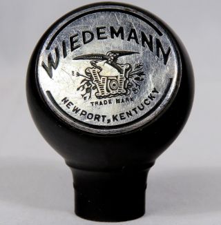 Vintage Wiedemann Brewing Beer Ball Tap Knob Handle Black Silver Logo Green Duck