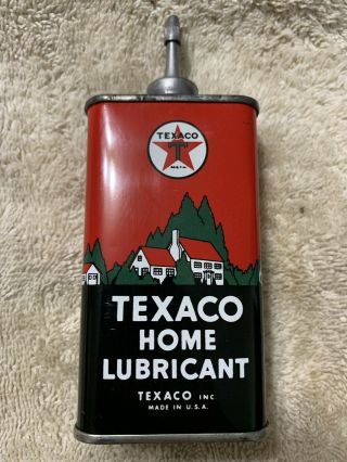 Vintage Early Rare Texaco Oil 4 Fl Oz Home Lubricant Lead Top Oiler Oil Can Full