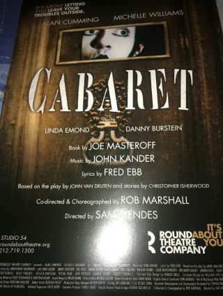 " Cabaret " Broadway Lobby Card/poster.  Alan Cumming,  Michelle Williams.