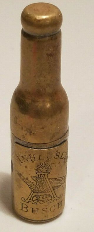 Antique Brass Anheuser Busch Bottle Shaped Corkscrew Williamson Co Newark Nj