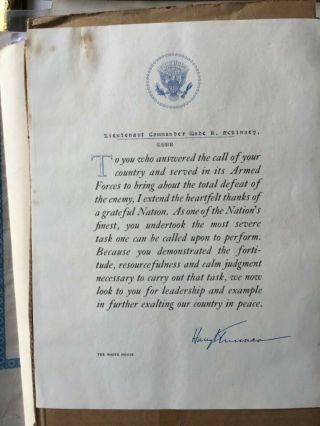 Harry Truman Signed White House Letter