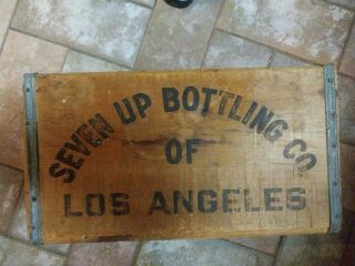 Collectible 1972 Seven Up Bottling Co.  Los Angeles Ca Crate Wooden Box 7 Up Soda