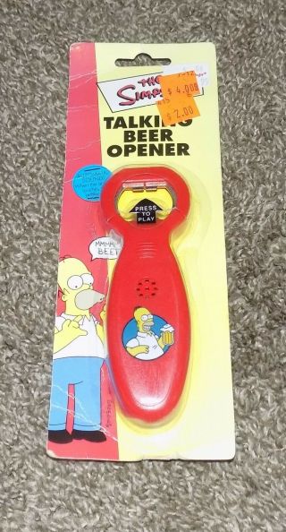 Homer Simpson 2004 Talking Beer Bottle Opener In Package.  Needs Battery.