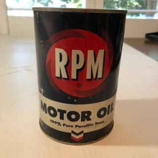 Vintage Chevron Rpm Motor Oil Can (empty) 1 Quart Size Petroliana Man Cave