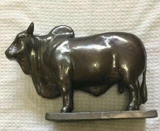 Brahman Bull Cast Metal Statue Vintage