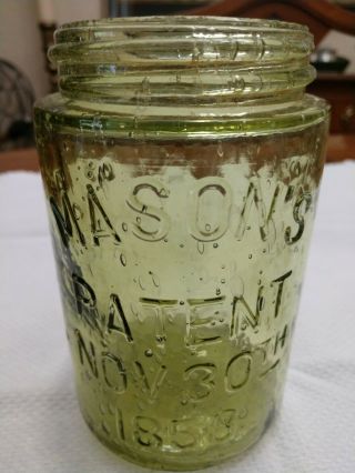 Yellow Green Mason Jar 1858 Pint loaded with bubbles Gorgeous conditio 11