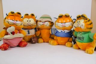 Five Vintage Garfield Plush Dakin 1981 Random Assortment Of Characters