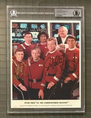 Star Trek Cast 6x Signed 8x10 Photo W/ Shatner Nimoy Takei,  Beckett Bas Auto