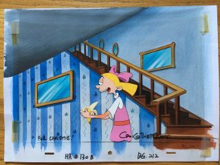 " Hey Arnold " Production Cel W/background,  Signed By Craig Bartlett