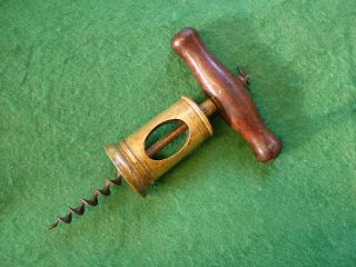 Antique Direct Pull Corkscrew With Brass Sleeve