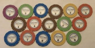 16 Different Ocean Casino Roulette Chips Atlantic City
