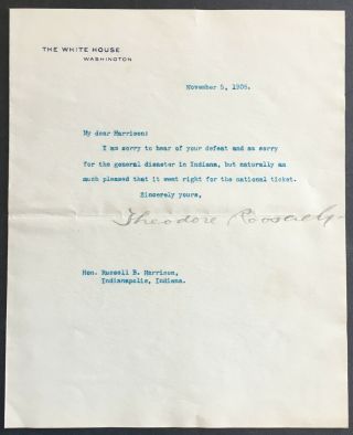 Theodore Roosevelt 1908 Signed Letter As President To Russell B Harrison