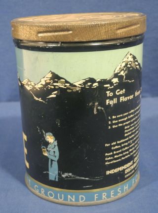 Vintage Antique Peak Coffee Tin One Pound Top Wow 4