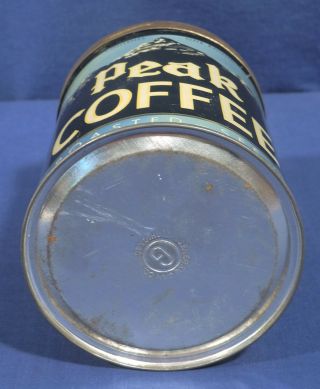 Vintage Antique Peak Coffee Tin One Pound Top Wow 7