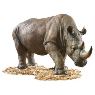 Rhino African Wild Life Rhinoceros Sculpture Large Scale Home Garden Statue 34 "