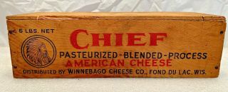 VINTAGE.  ”CHIEF” Cheese Box.  5 LB Size.  11 1/2” X 4”.  Graphics.  No Cover 2