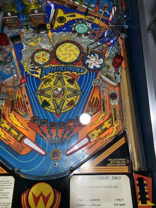 Whirlwind Pinball Machine Williams Coin Op Arcade 1990 LEDs 8