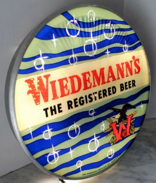 Wiedemann ' s 1950s Color in Motion Spinner Beer Sign (see video) 2