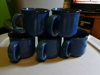 Marlboro Blue Speckled Coffee Mugs Set Of 5