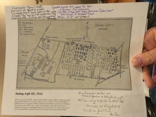 2 Vets Tunnelers & Escapees Great Raid Signed Stalag Luft Iii Map - Harry Marked