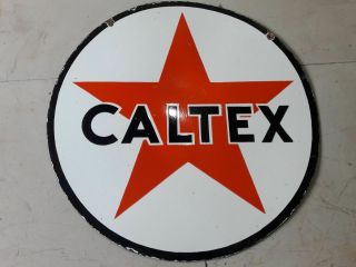 Caltex Porcelain Sign 30 " Double Sided Heavy Sign Enamel Sign Double Sided