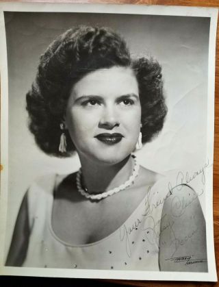 Patsy Cline Autographed Photo - - Glossy B&w 8 " X10 " - - Circa 1955 - - With Provenance