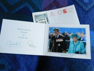 Queen Elizabeth Ii And Prince Philip Rare 2014 Christmas Card To Mary Wilson