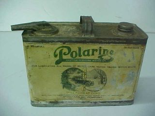 Vintage Polarine 1/2 Gallon Oil Can W/car & Thermometer Graphics 1913?