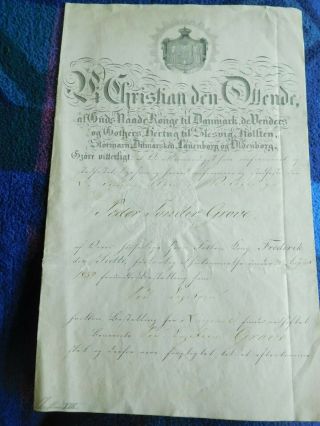 King Christian Viii Of Denmark 1840 Rare Signed Document