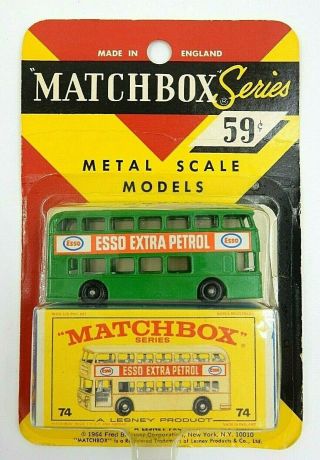 Rare Vintage Matchbox Series Lesney No.  74 Daimler Bus Esso Extra Petrol