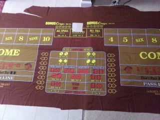 $$$ Golden Nugget Casino Craps Table Covering/Synthetic - Used/GC $$$ 11 ' 3 