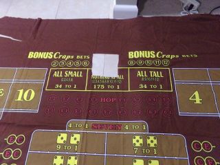 $$$ Golden Nugget Casino Craps Table Covering/Synthetic - Used/GC $$$ 11 ' 3 