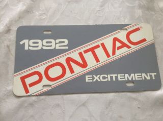 1992 Excitement Pontiac Corporate Booster Plate